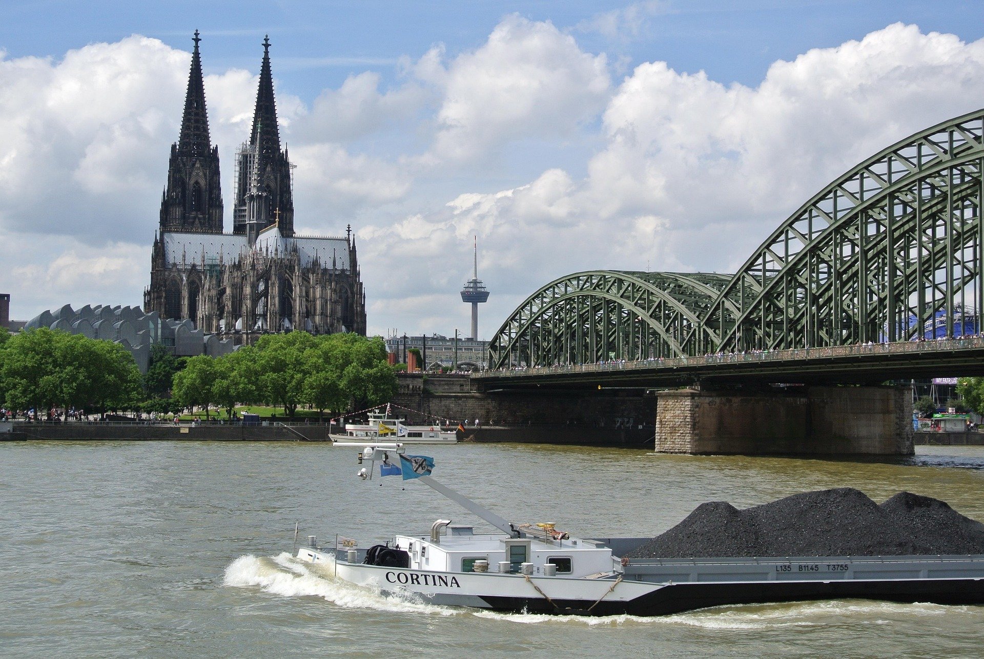 Rhein In Köln - Luftaufnahme Mit Hohenzollernbrücke Und Dom